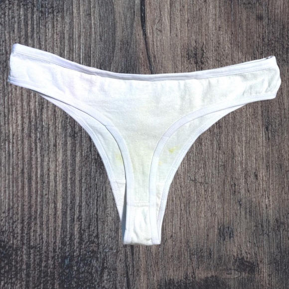 NEW Eco-dyed Leaf White Cotton Thong Panty Medium with Free Shipping! - Picture 3 of 3